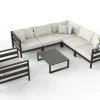 Sale Adriano L Gartenlounge für 6 Personen, anthrazit/grau, Aluminium/Polyacryl, inkl. Kissen & Couchtisch Gartenlounge