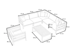 Sale Adriano L Gartenlounge für 6 Personen, anthrazit/grau, Aluminium/Polyacryl, inkl. Kissen & Couchtisch Gartenlounge