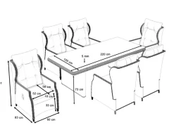 Bariya L Garten-Essgruppe, beige, Polyrattan, Tisch inkl. 6 Dining Sessel & Auflagen, verstellbar Polyrattan-Gartenmöbel|Garten-Essgruppen