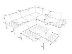 Hot Basso Gartenlounge für 5 Personen, grau/naturbelassen, Edelstahl/Rope, verstellbarer Tisch, inkl. Polster und Kissen Gartenlounge|Edelstahl-Gartenmöbel