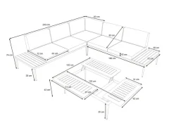 Hot Basso Gartenlounge für 5 Personen, grau/naturbelassen, Edelstahl/Rope, verstellbarer Tisch, inkl. Polster und Kissen Gartenlounge|Edelstahl-Gartenmöbel