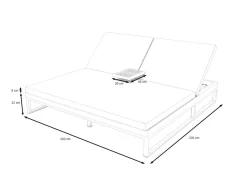 Sale Bellaco Outdoor Doppelliege, anthrazit, Alu/Polyacryl, inkl. Beistelltisch Gartenliegen|Aluminium-Gartenmöbel