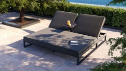 Sale Bellaco Outdoor Doppelliege, anthrazit, Alu/Polyacryl, inkl. Beistelltisch Gartenliegen|Aluminium-Gartenmöbel