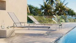 Discount Cairo M Gartenliegen 2er Set, silber/grau, Edelstahl/Textilene, schnelltrocknend, luftdurchlässig, rollbar Edelstahl-Gartenmöbel|Gartenliegen