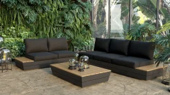 Online Delta Gartenlounge für 5 Personen mit Couchtisch, anthrazit/naturbelassen, Alu/Polywood, schmutzabweisend, inkl. Ablageflächen Gartenlounge|Aluminium-Gartenmöbel