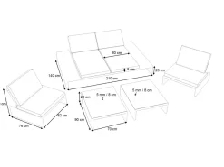 Outlet Estoria L Gartenlounge für 4 Personen, schwarz/weiß, Polyrattan/Glas, waschbare Bezüge, hohe Belastbarkeit Polyrattan-Gartenmöbel