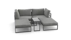 Sale Geneva Gartenlounge, 5-teilig, anthrazit/grau, Alu/Glas, flexibel verstellbar Aluminium-Gartenmöbel