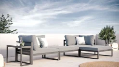 Sale Geneva Gartenlounge, 5-teilig, anthrazit/grau, Alu/Glas, flexibel verstellbar Aluminium-Gartenmöbel