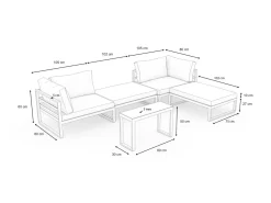 Sale Geneva Gartenlounge, 5-teilig, anthrazit/grau, Alu/Glas, flexibel verstellbar Aluminium-Gartenmöbel