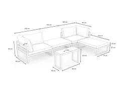 Sale Geneva Gartenlounge, 5-teilig, anthrazit/grau, Alu/Glas, flexibel verstellbar Aluminium-Gartenmöbel