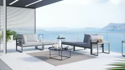 Sale Geneva Gartenlounge, 5-teilig, anthrazit/grau, Alu/Glas, flexibel verstellbar Aluminium-Gartenmöbel