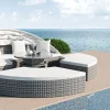 Online Hummel Plus Sonneninsel, grau/beige, Alu/Polyrattan, höhenverstellbarer Tisch, Sonnenschutz und Sichtschutz Gartenlounge|Aluminium-Gartenmöbel