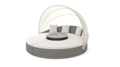 Online Hummel Plus Sonneninsel, grau/beige, Alu/Polyrattan, höhenverstellbarer Tisch, Sonnenschutz und Sichtschutz Gartenlounge|Aluminium-Gartenmöbel