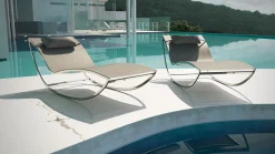 New Martini Gartenliege, silber/anthrazit, Edelstahl/Textilene, ergonomisch, UV-Beständig, inkl. Kissen Edelstahl-Gartenmöbel|Gartenliegen