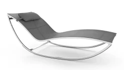 New Martini Gartenliege, silber/anthrazit, Edelstahl/Textilene, ergonomisch, UV-Beständig, inkl. Kissen Edelstahl-Gartenmöbel|Gartenliegen