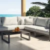 Matteo Corner Gartenlounge, anthrazit/grau, Alu/Polyacryl, Ecklounge inkl. Couchtisch & Kissen Gartenlounge