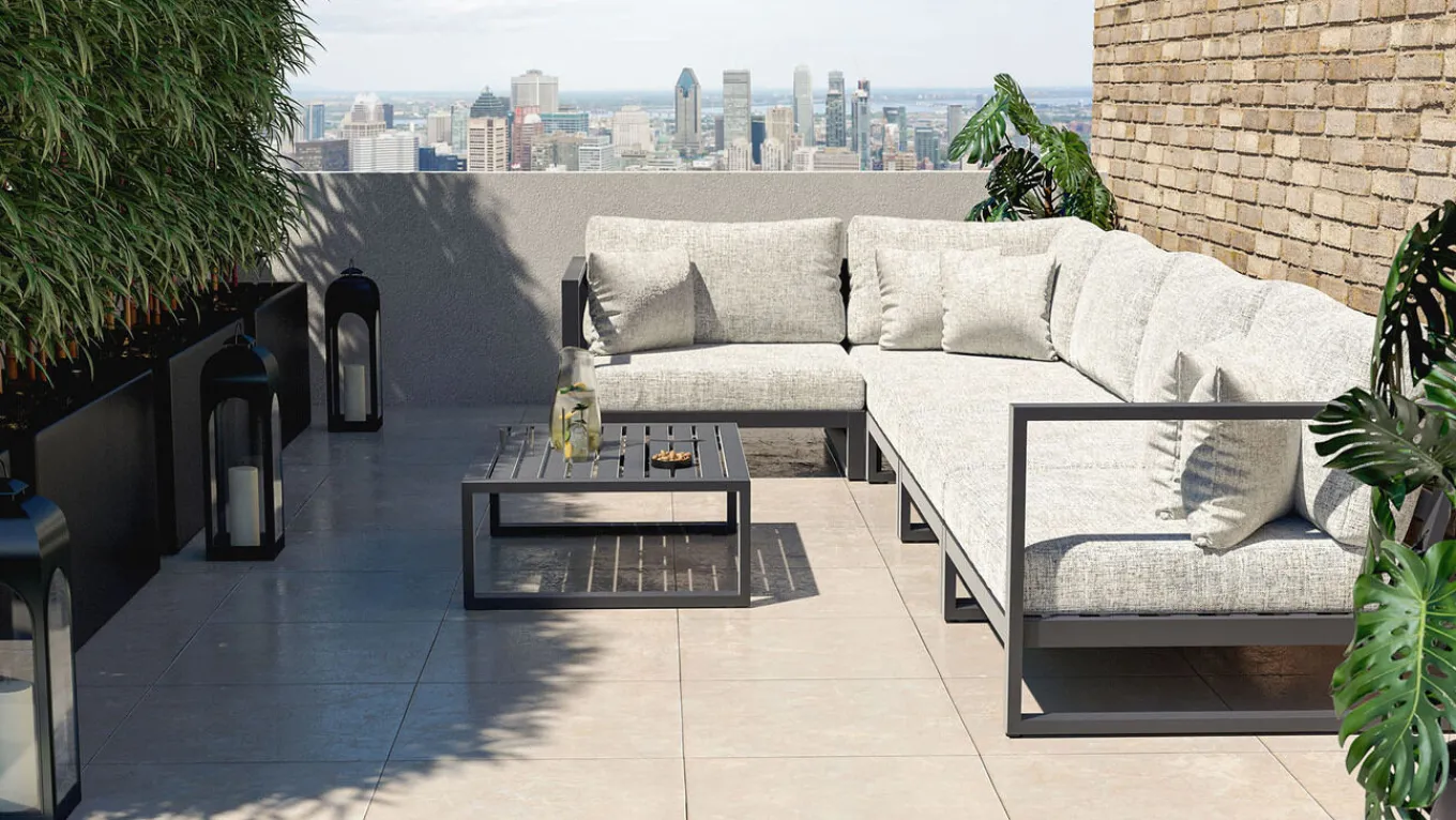Matteo Corner Gartenlounge, anthrazit/grau, Alu/Polyacryl, Ecklounge inkl. Couchtisch & Kissen Gartenlounge