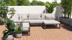 Matteo Corner Gartenlounge, anthrazit/grau, Alu/Polyacryl, Ecklounge inkl. Couchtisch & Kissen Gartenlounge