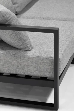 Outlet Matteo Corner Gartenlounge mit Feuertisch für 5 Personen, anthrazit/grau, Aluminium, inkl. Kissen & Hocker Gartenlounge|Aluminium-Gartenmöbel
