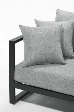 Outlet Matteo Corner Gartenlounge mit Feuertisch für 5 Personen, anthrazit/grau, Aluminium, inkl. Kissen & Hocker Gartenlounge|Aluminium-Gartenmöbel