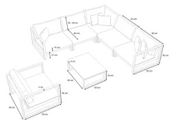 Outlet Matteo L Gartenlounge für 6 Personen, anthrazit/grau, Alu/Polyacryl, inkl. Couchtisch und Kissen Gartenlounge|Aluminium-Gartenmöbel