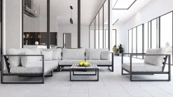 Outlet Matteo L Gartenlounge für 6 Personen, anthrazit/grau, Alu/Polyacryl, inkl. Couchtisch und Kissen Gartenlounge|Aluminium-Gartenmöbel