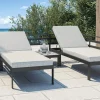 Clearance Meliya Gartenlounge, anthrazit/grau, Alu/Polywood, inkl. Kissen & Tisch, verstellbare Liegefunktion Gartenlounge|Aluminium-Gartenmöbel