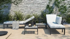 Clearance Meliya Gartenlounge, anthrazit/grau, Alu/Polywood, inkl. Kissen & Tisch, verstellbare Liegefunktion Gartenlounge|Aluminium-Gartenmöbel