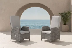 Best Merano Dining Sessel 2er-Set, grau meliert, Polyrattan, 64 x 57 x 105,5 cm, verstellbare Rückenlehne Polyrattan-Gartenmöbel|Gartenstühle & Gartensessel