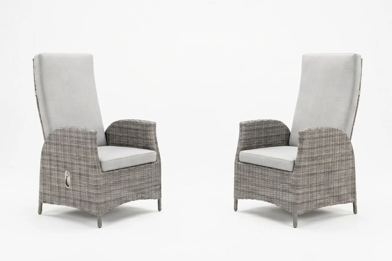 Best Merano Dining Sessel 2er-Set, grau meliert, Polyrattan, 64 x 57 x 105,5 cm, verstellbare Rückenlehne Polyrattan-Gartenmöbel|Gartenstühle & Gartensessel