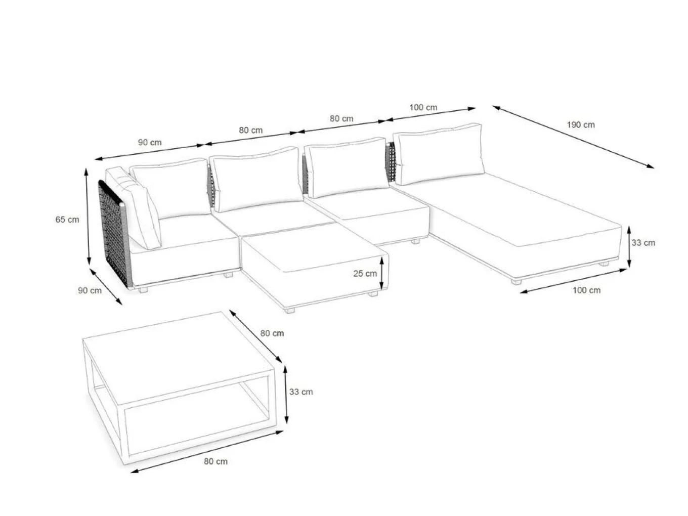 Sale Misty M Gartenlounge, anthrazit/grau, Alu/Rope, vielseitig kombinierbar, mit Liegefläche Gartenlounge|Aluminium-Gartenmöbel
