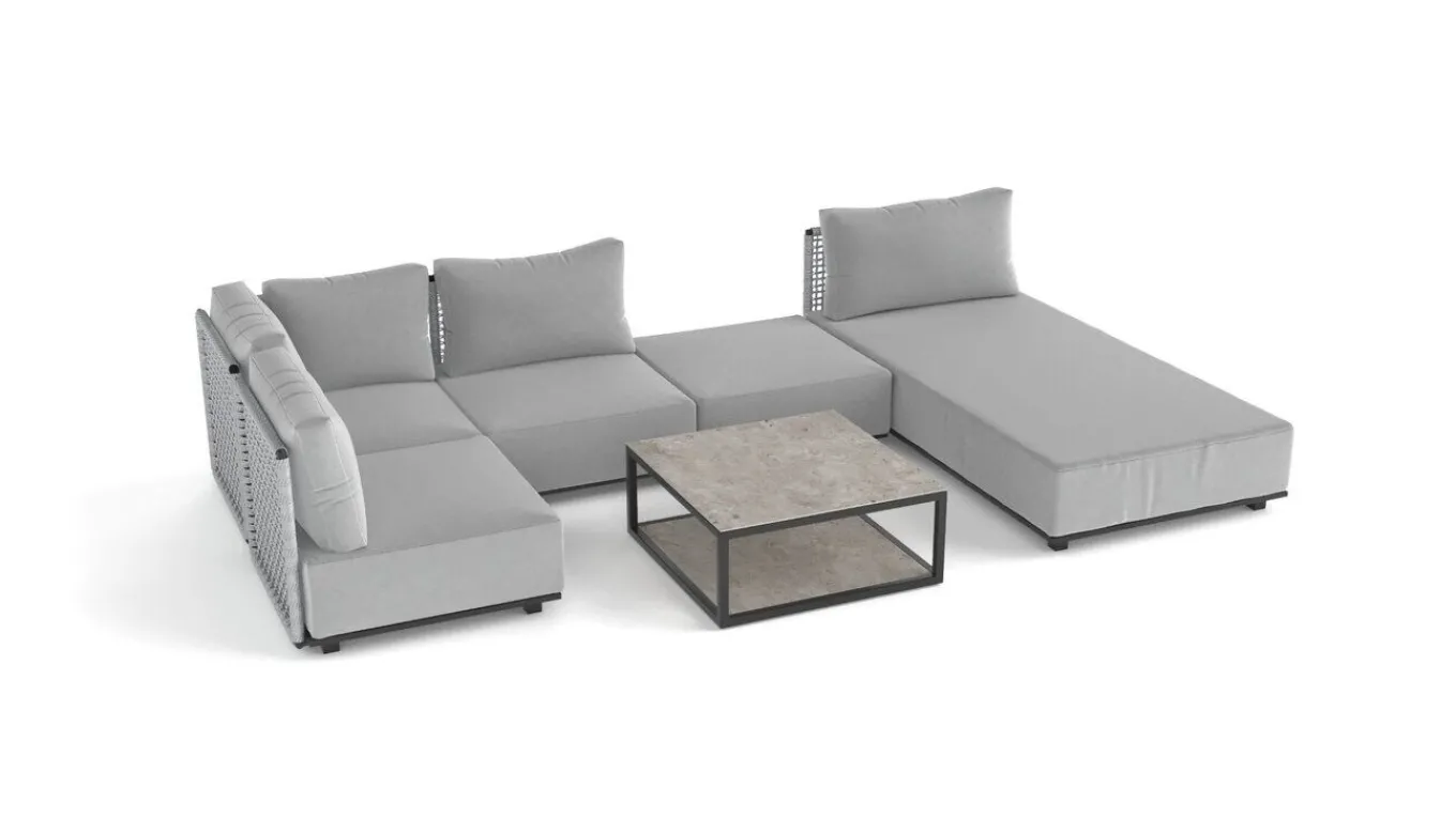 Sale Misty M Gartenlounge, anthrazit/grau, Alu/Rope, vielseitig kombinierbar, mit Liegefläche Gartenlounge|Aluminium-Gartenmöbel