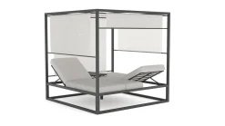 Clearance Montana Doppelliege, anthrazit/grau, Alu/Polyacryl, verstellbare Rückenlehne & Tisch, Sonnenschutz und Sichtschutz Gartenliegen|Aluminium-Gartenmöbel