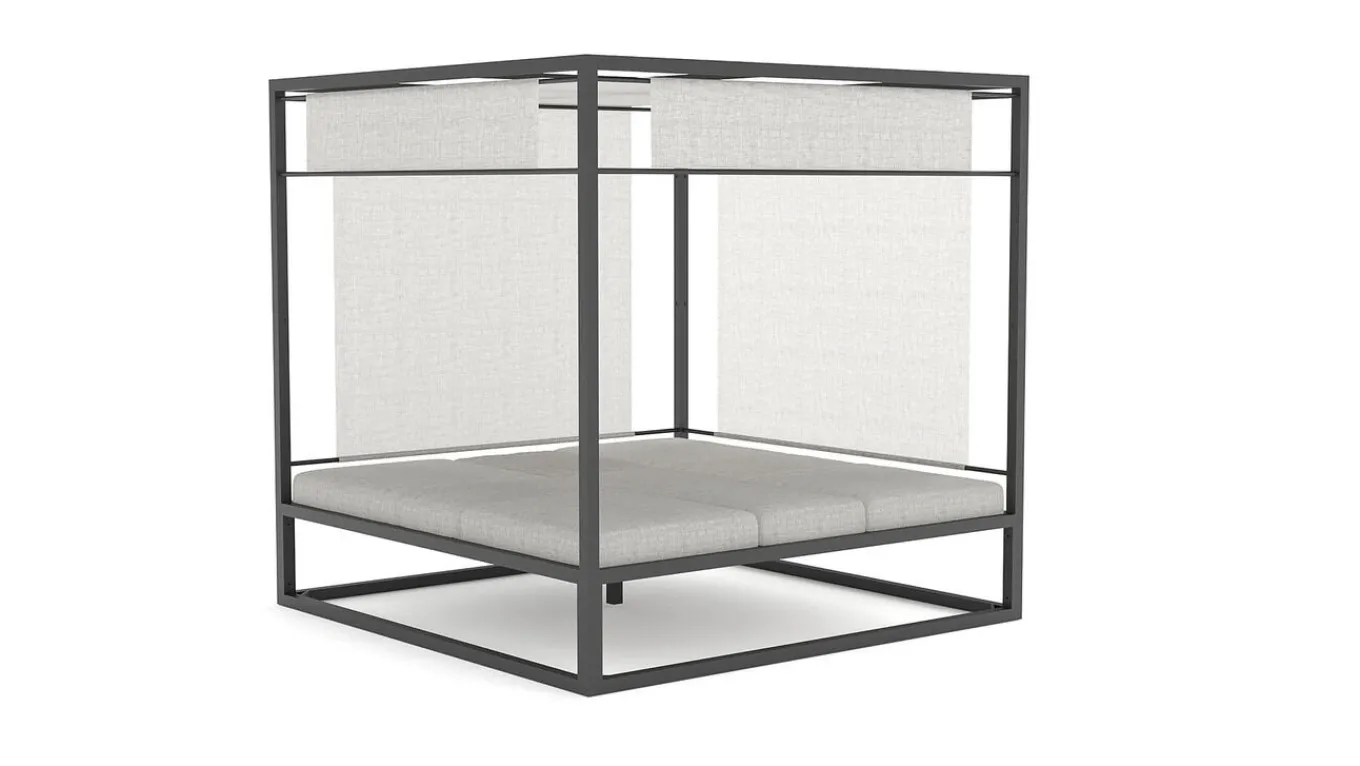 Clearance Montana Doppelliege, anthrazit/grau, Alu/Polyacryl, verstellbare Rückenlehne & Tisch, Sonnenschutz und Sichtschutz Gartenliegen|Aluminium-Gartenmöbel