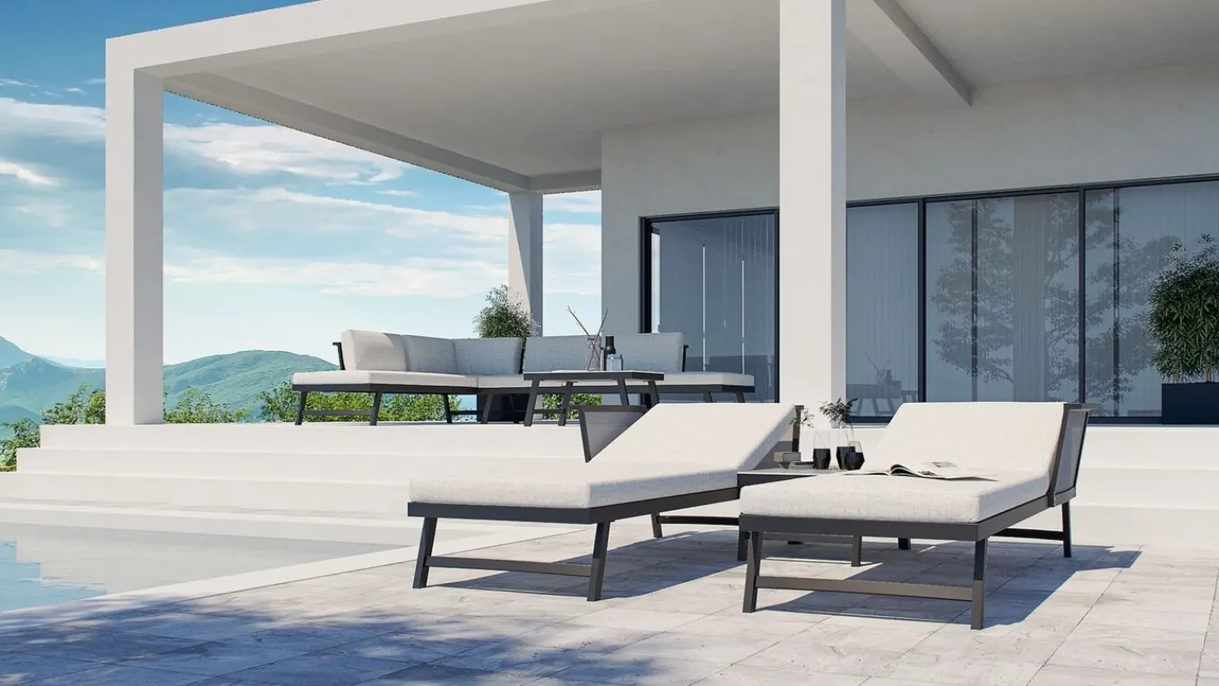 Morino Gartenlounge, anthrazit/grau, Alu/Polyacryl, inkl. Couchtisch, flexibel verstellbar, abnehmbare Bezüge Gartenlounge|Aluminium-Gartenmöbel