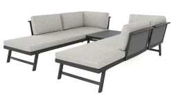 Morino Gartenlounge, anthrazit/grau, Alu/Polyacryl, inkl. Couchtisch, flexibel verstellbar, abnehmbare Bezüge Gartenlounge|Aluminium-Gartenmöbel