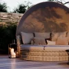Online Oceana Sonneninsel, grau, Polyrattan/Polyacryl, mit Dach & drehbarem Hocker, Sonnenschutz und Sichtschutz Polyrattan-Gartenmöbel|Gartenliegen