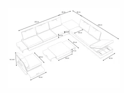 New Odessa Gartenlounge für 5-6 Personen, anthrazit/grau, Alu/Polyacryl, inkl. verstellbarer Rückenlehne, flexibel kombinierbar Aluminium-Gartenmöbel