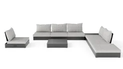 New Odessa Gartenlounge für 5-6 Personen, anthrazit/grau, Alu/Polyacryl, inkl. verstellbarer Rückenlehne, flexibel kombinierbar Aluminium-Gartenmöbel