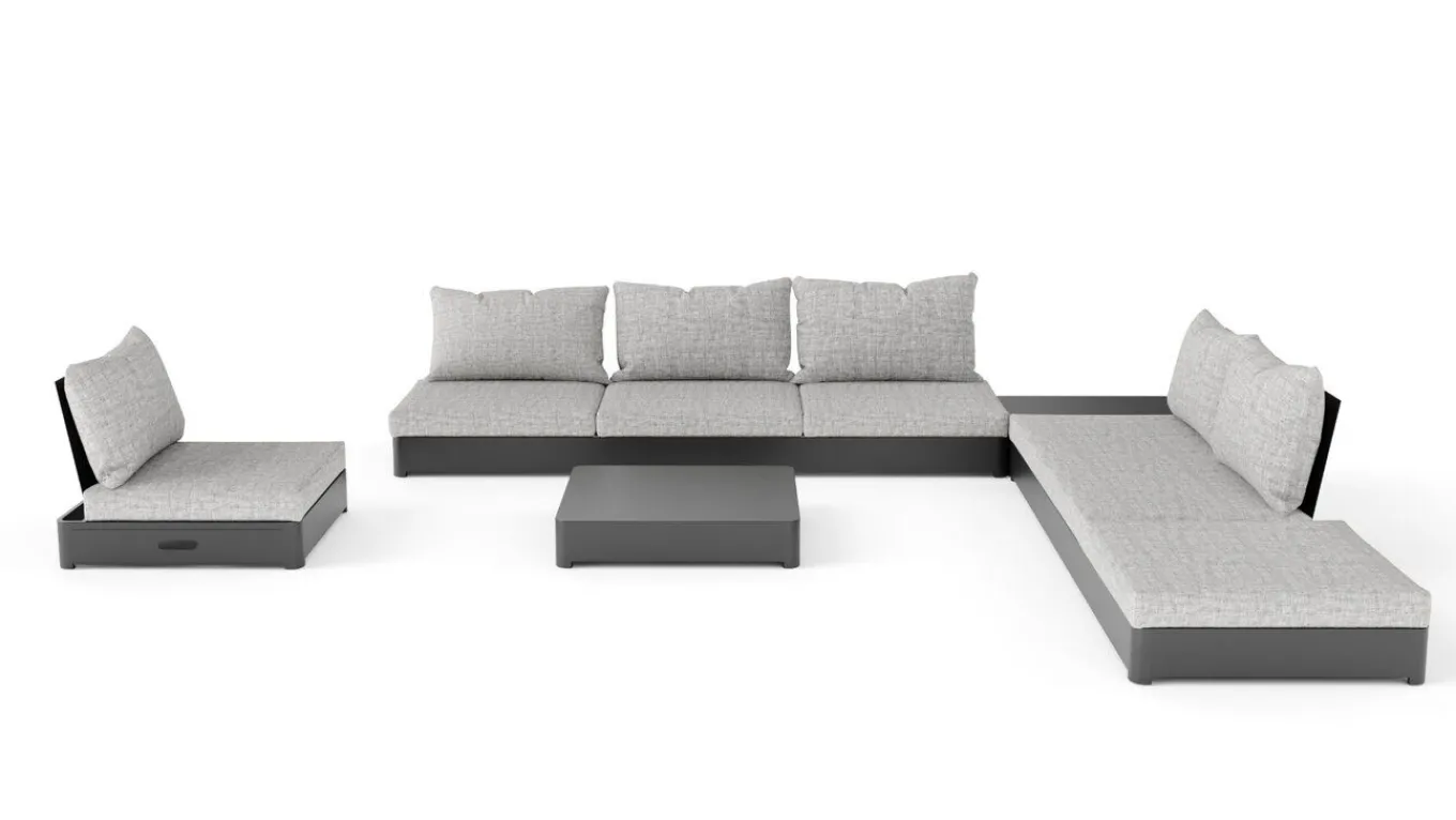 New Odessa Gartenlounge für 5-6 Personen, anthrazit/grau, Alu/Polyacryl, inkl. verstellbarer Rückenlehne, flexibel kombinierbar Aluminium-Gartenmöbel