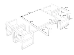 Discount Ricardo Dining M Garten-Essgruppe, anthrazit/grau, Alu/Glas, inkl. 4 Sessel & Sitzkissen, platzsparendes Design Garten-Essgruppen|Aluminium-Gartenmöbel