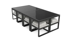Hot Ricardo Dining XL Garten-Essgruppe, anthrazit/grau, Alu/Glas, inkl. 8 Sessel Garten-Essgruppen|Aluminium-Gartenmöbel