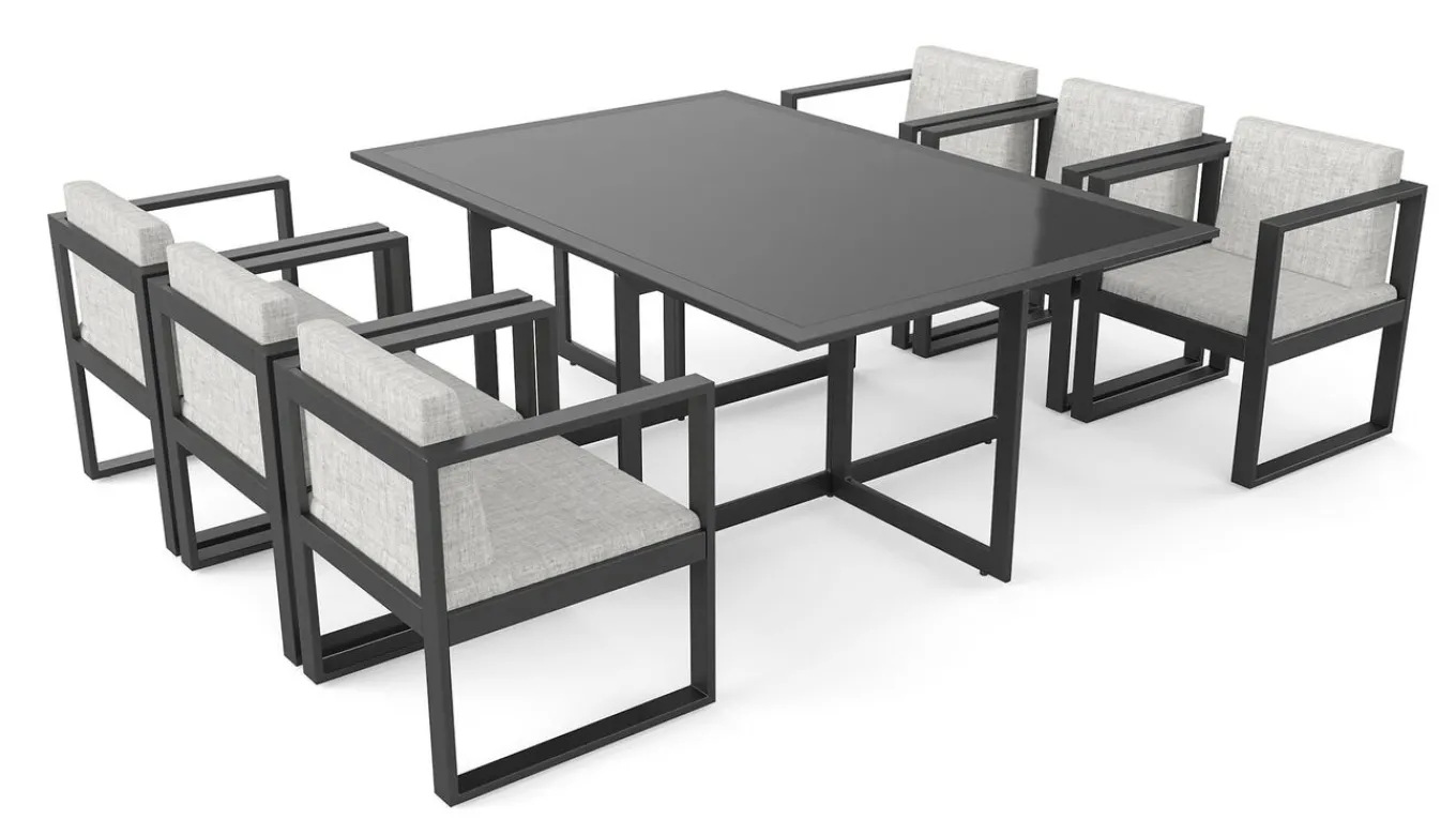 Outlet Ricardo Garten-Essgruppe für 6 Personen, anthrazit/grau, Alu/Glas, inkl. Tisch und Polster Garten-Essgruppen|Aluminium-Gartenmöbel