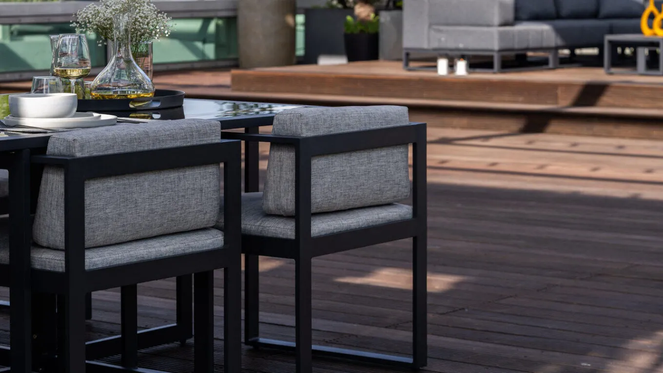 Outlet Ricardo Garten-Essgruppe für 6 Personen, anthrazit/grau, Alu/Glas, inkl. Tisch und Polster Garten-Essgruppen|Aluminium-Gartenmöbel