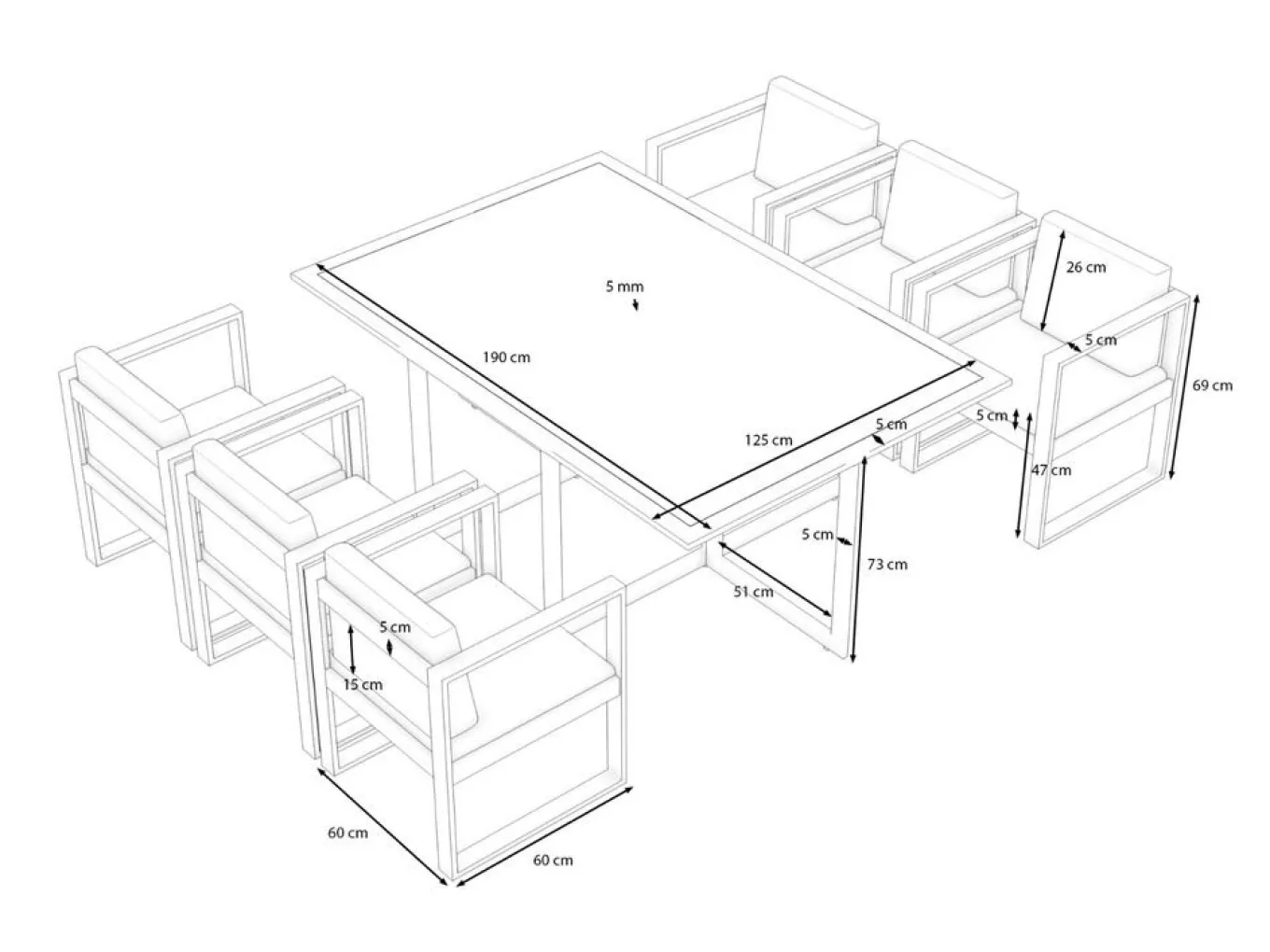 Outlet Ricardo Garten-Essgruppe für 6 Personen, anthrazit/grau, Alu/Glas, inkl. Tisch und Polster Garten-Essgruppen|Aluminium-Gartenmöbel