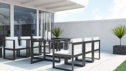 Outlet Ricardo Garten-Essgruppe für 6 Personen, anthrazit/grau, Alu/Glas, inkl. Tisch und Polster Garten-Essgruppen|Aluminium-Gartenmöbel