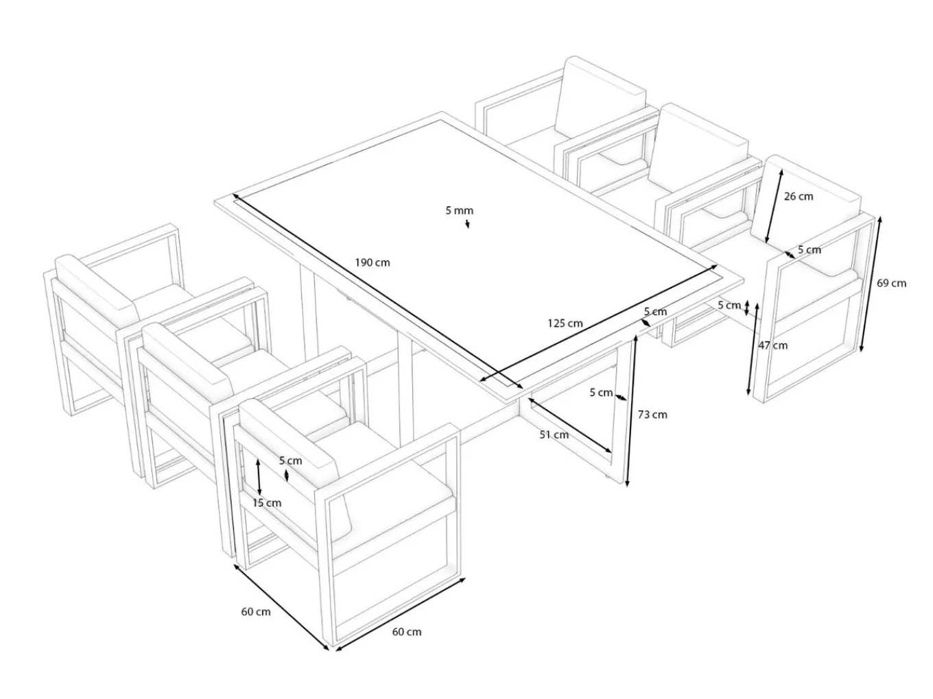 Outlet Ricardo Garten-Essgruppe für 6 Personen, anthrazit/grau, Alu/Glas, inkl. Tisch und Polster Garten-Essgruppen|Aluminium-Gartenmöbel