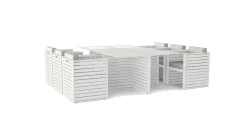 Sale RN-2 Garten-Essgruppe mit 6 Sesseln, weiß, Alu/Sicherheitsglas, inkl. Kissen Aluminium-Gartenmöbel