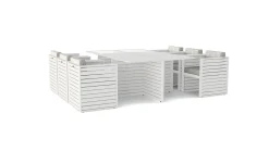 Sale RN-2 Garten-Essgruppe mit 6 Sesseln, weiß, Alu/Sicherheitsglas, inkl. Kissen Aluminium-Gartenmöbel