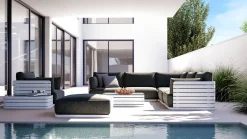 Best RN Round XL Gartenlounge für 6 Personen, weiß/grau, Aluminium, inkl. Polster, flexibel verstellbar Gartenlounge|Aluminium-Gartenmöbel